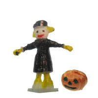 Scarecrow and Jack O' Lantern Pumpkin Vintage Miniature Pair