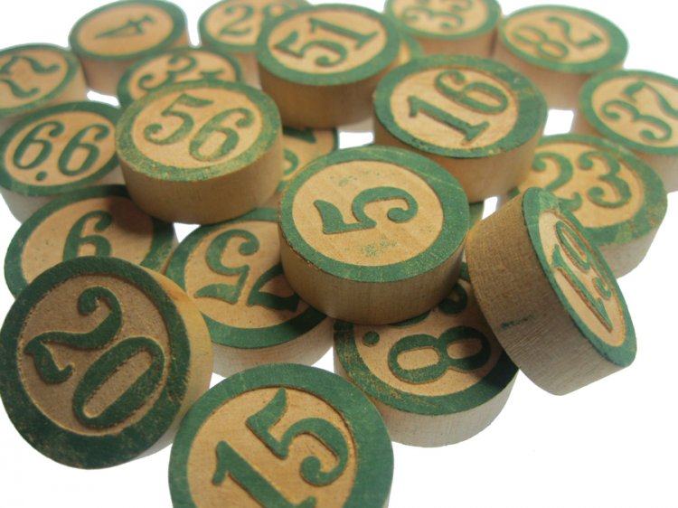 Green Vintage Wooden Game Numbers (4) - Click Image to Close