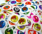 Tiny Vintage Puffy Circle Stickers (12)