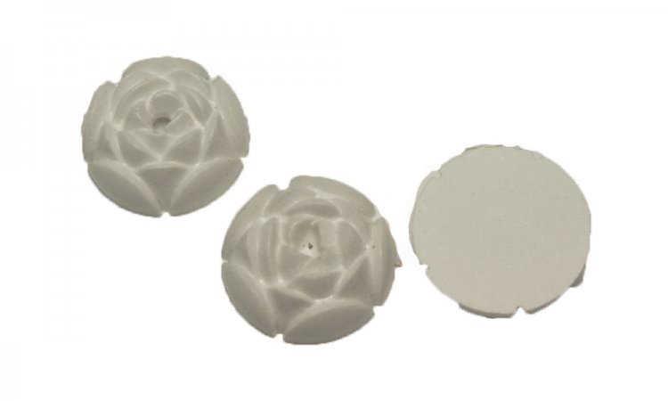 Carved Plastic Rose Cabochon (6) - Click Image to Close