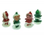 Tiny Red + Green Vintage Pixie Elf Miniatures (6)