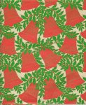 Vintage Gift Wrap Sheet : Red Bells with Holly