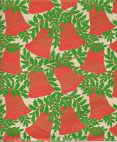 Vintage Gift Wrap Sheet : Red Bells with Holly