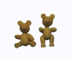 TINY Wooden Vintage Teddy Bear Miniatures (2)