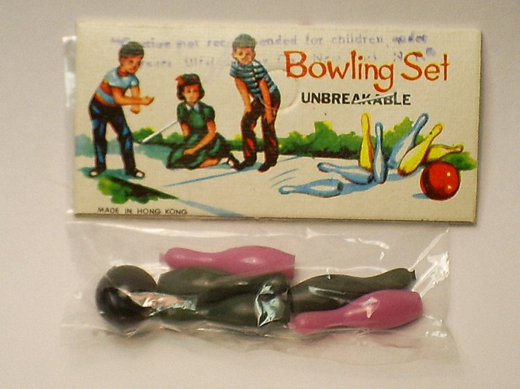 Tiny Miniature Vintage Bowling Set - Click Image to Close