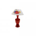 Red Lamp with White Floral Shade Miniature