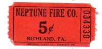 NEPTUNE FIRE CO. Vintage Tickets (12)
