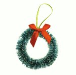 Frosty Sisal Bottlebrush Wreath with Red Bow (2) : 2-1/4"
