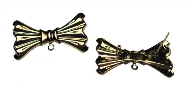 Vintage Silvery Bow Pin with Loop (1) - Click Image to Close