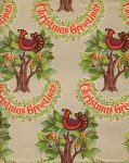 Vintage Gift Wrap Sheet : Partridge in a Pear Tree on Silver