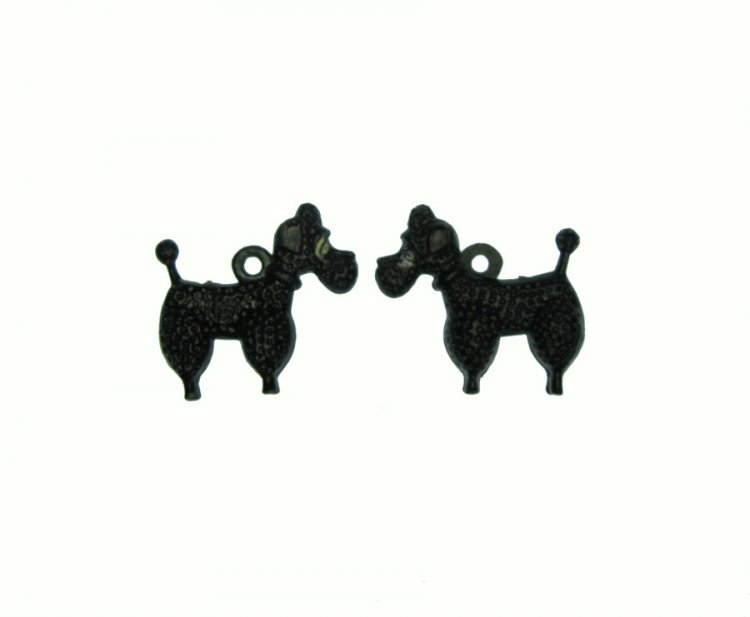 Black Poodle Vintage Charms (3) - Click Image to Close