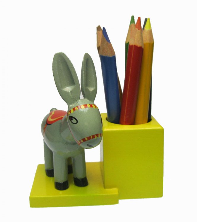 Donkey Vintage Wooden Pencil Holder, Germany - Click Image to Close