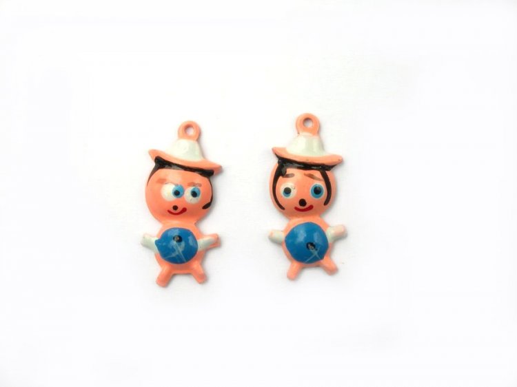 Silly Elf Vintage Enamel Charms (2) - Click Image to Close