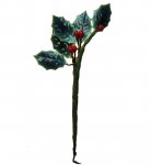 Lacquered Mini Holly Leaves with Berries Vintage Stem (3)