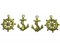 Anchor and Helm Golden Charms (4)