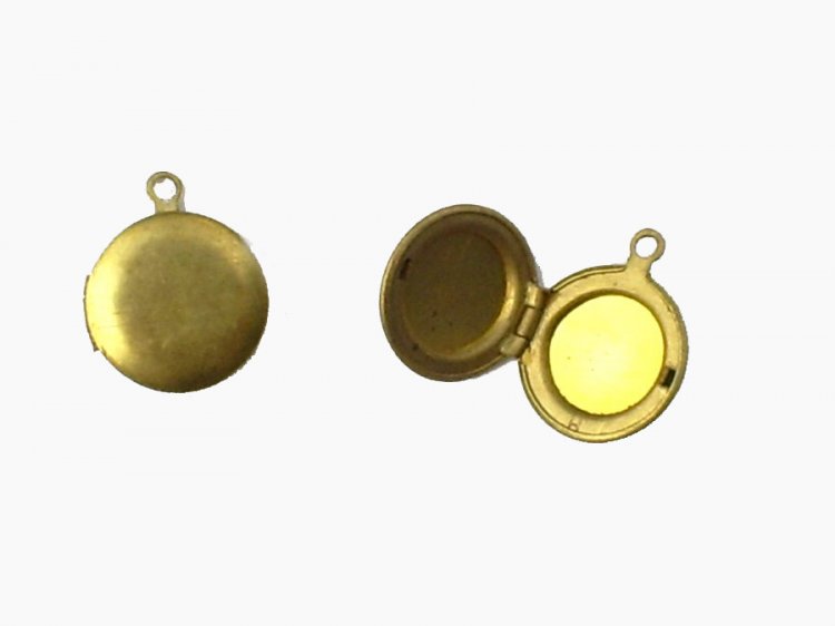 Mini Brass Vintage Locket: Round (3) - Click Image to Close