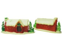 Snowy Brick House Vintage Miniature (1)