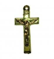 Gold Crucifix Cross Plastic Pendant Charms (6)