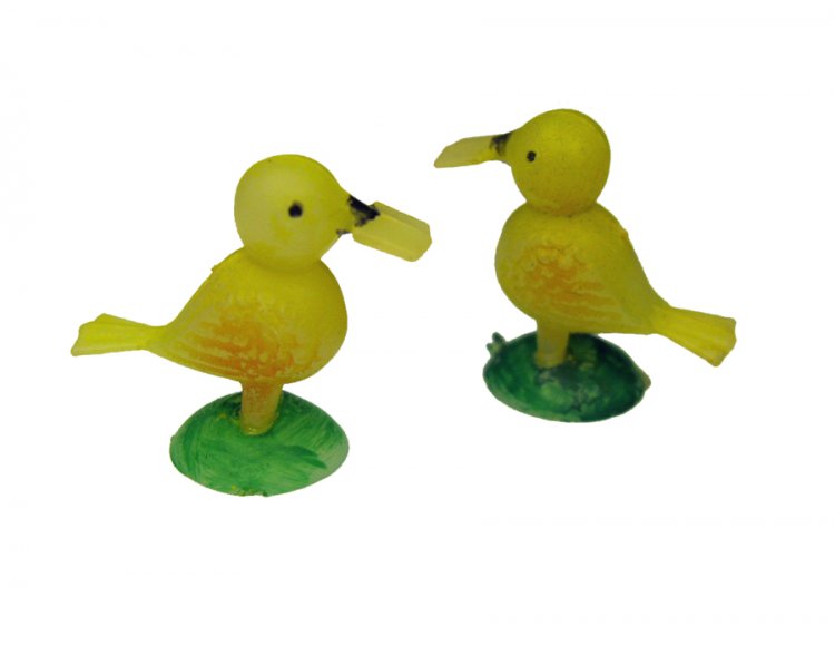 Yellow Bird with a Letter Vintage Miniature (1) - Click Image to Close