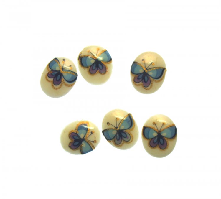 Butterfly 10x8 Vintage Porcelain Cabochons (6) - Click Image to Close