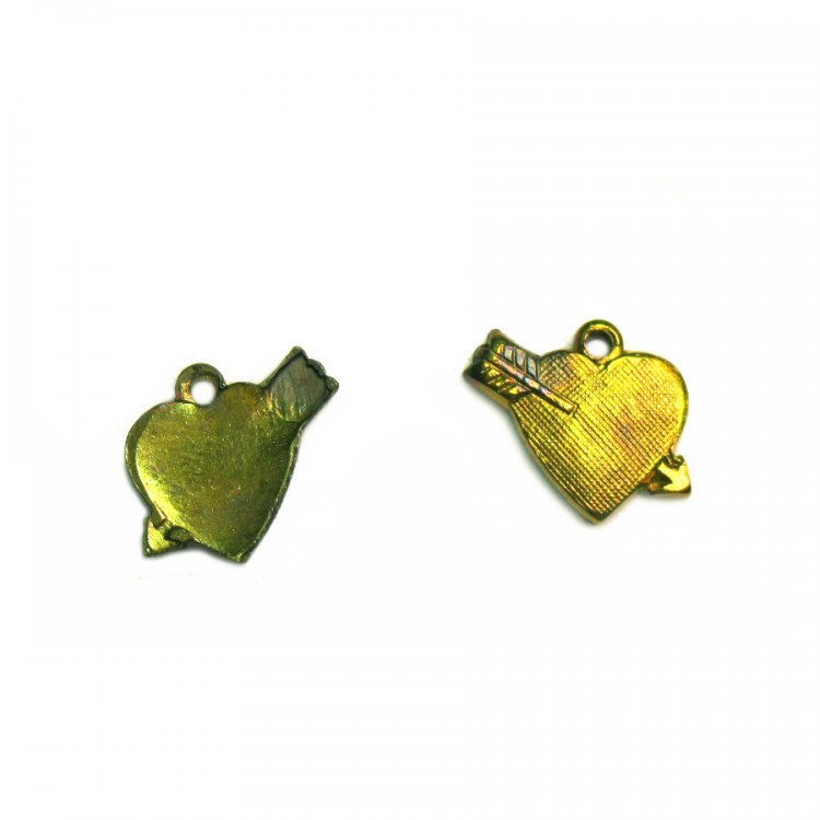 Heart and Arrow TINY Brass Vintage Charms (3) - Click Image to Close