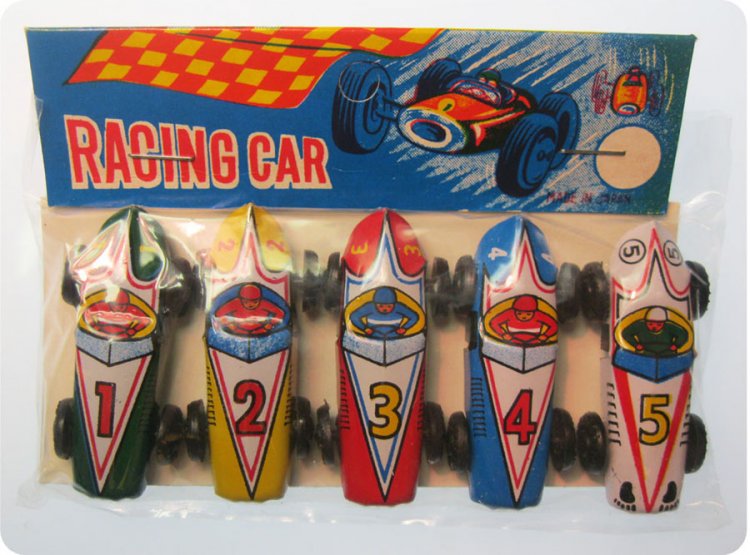 Litho Tin Miniature Packaged Racecars - Click Image to Close