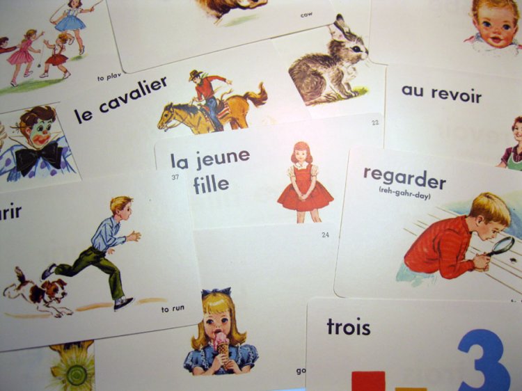 Illustrated French Vintage Flash Cards (4) - Click Image to Close