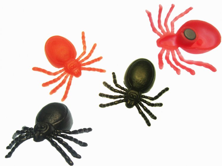 Plastic Red and Black Spider Vintage Magnets (8) - Click Image to Close