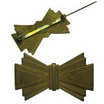 Deco Styled Vintage Brass Bow Brooch (1)