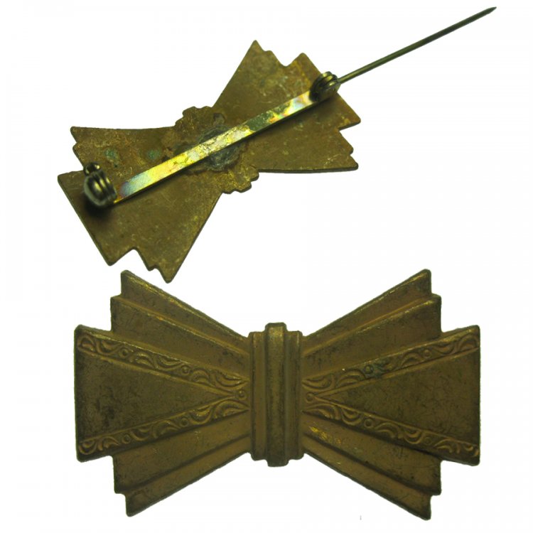Deco Styled Vintage Brass Bow Brooch (1) - Click Image to Close