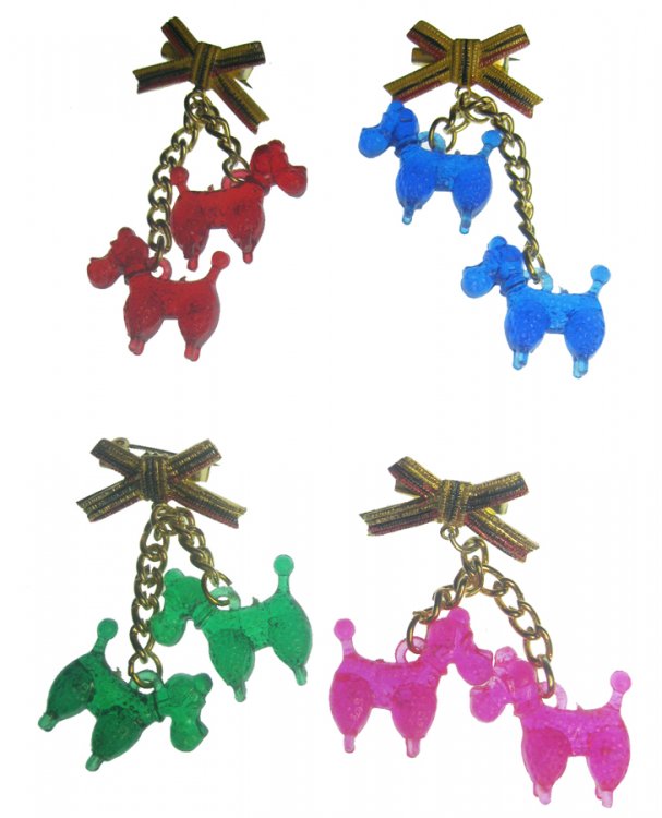 Twin Poodle Charms Vintage Gumball Pin (1) - Click Image to Close