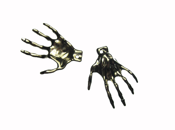 Creepy Silver Plastic Hand Charms (6) - Click Image to Close