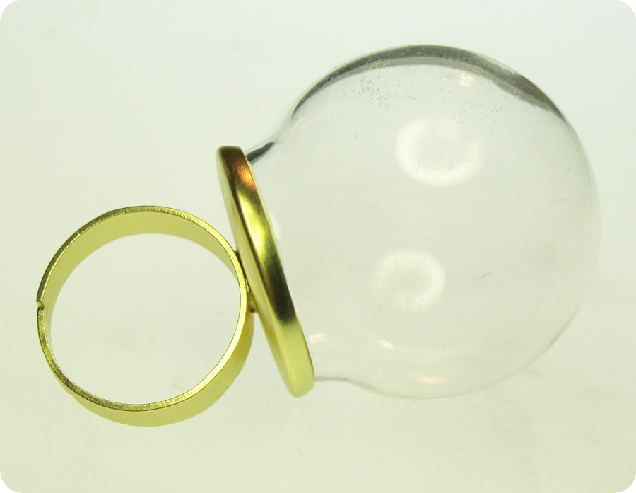 Clear Glass Globe With Brass Ring Setting - Click Image to Close