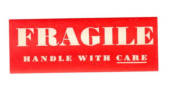 FRAGILE Vintage Gummed Labels (6) - Click Image to Close