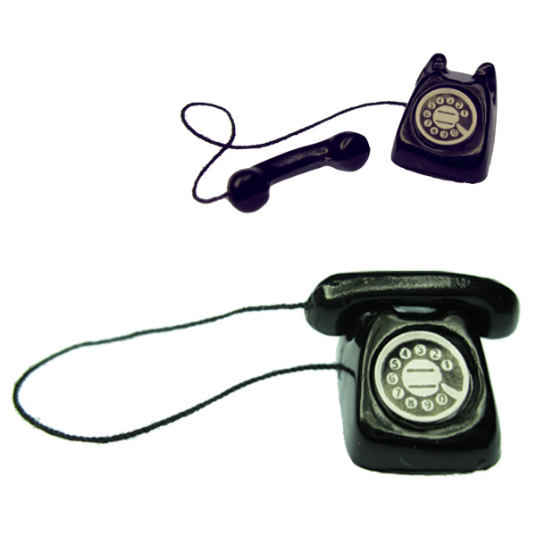 Black Rotary Phone Miniature (1) - Click Image to Close