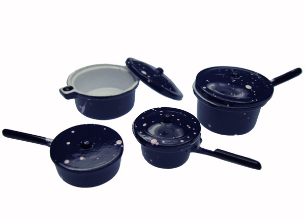 Spatterware Pots and Pans Set - Click Image to Close