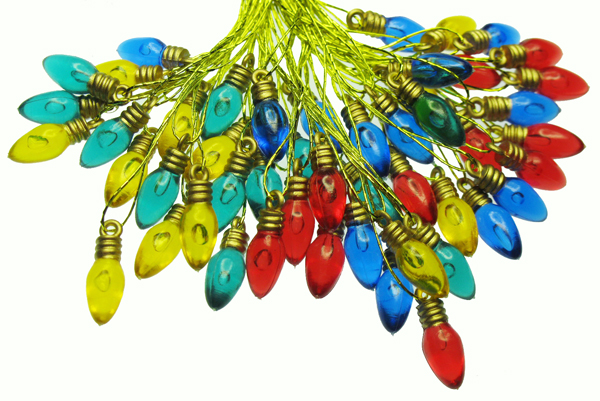 Tiny Plastic Bulb Ornaments (50) - Click Image to Close