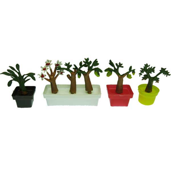 Fruit and Flower Potted Trees Vintage Miniatures (5) - Click Image to Close