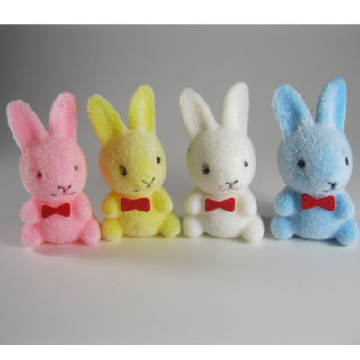 Pastel Flocked Miniature Bunny Rabbit - Click Image to Close