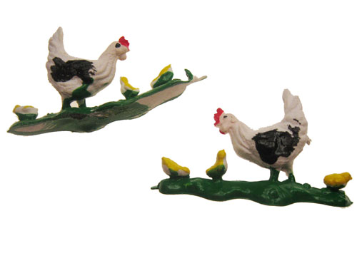Rubbery Hen and Chicks Vintage Miniatures (2) - Click Image to Close