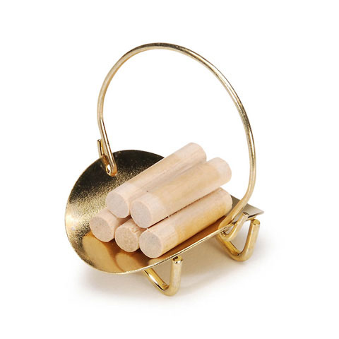 Brass Log Holder with Logs - Click Image to Close