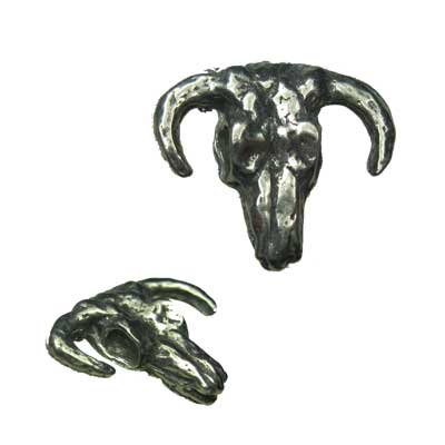 Pewter Miniature Horned Skull (1) - Click Image to Close