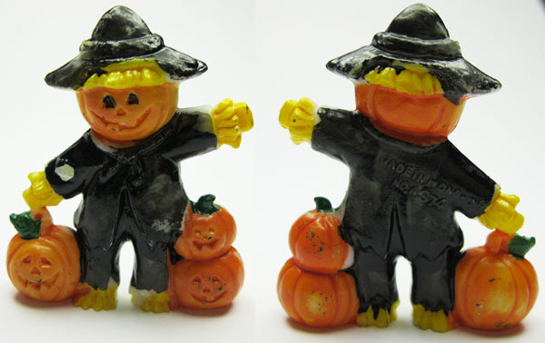 Scarecrow with Jack O'Lanterns Vintage Miniature (1) - Click Image to Close