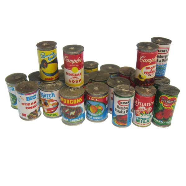 Vintage Retro Mini Canned Groceries (24) - Click Image to Close
