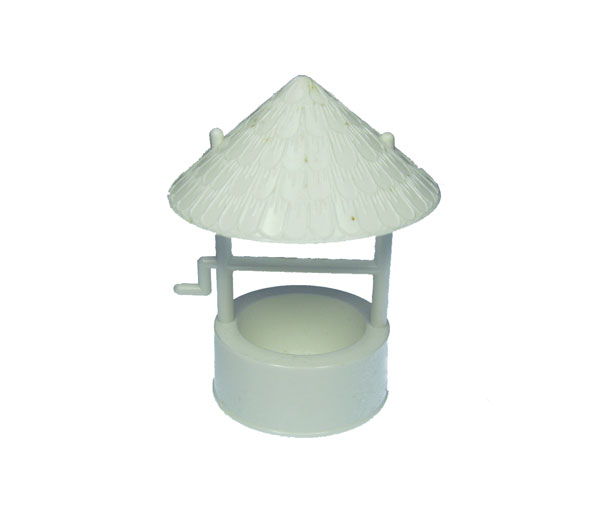 White Plastic Wishing Well Vintage Topper - Click Image to Close