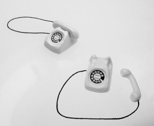 White Rotary Telephone Miniature (1) - Click Image to Close
