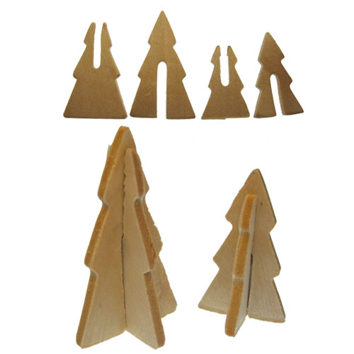 Vintage Wooden 2pc Evergreen Christmas Trees - Click Image to Close