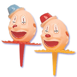 LAST PKG! Retro JuMbO Frilly Clown Picks (4) - Click Image to Close
