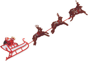 Santa + Sleigh with Six Reindeer Mini Retro Decoration - Click Image to Close