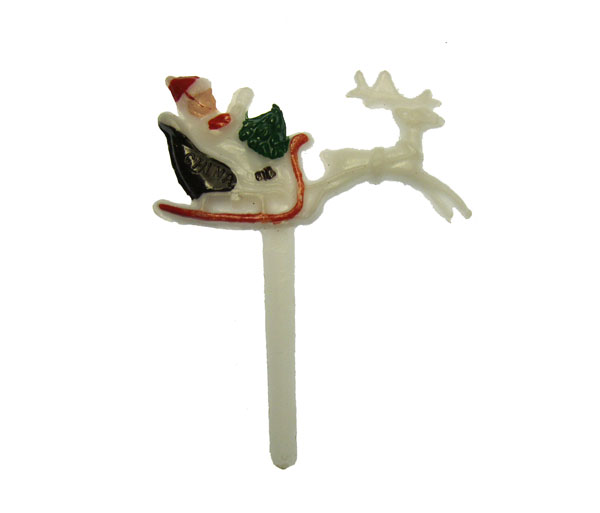 Santa in Sleigh + Reindeer Plastic Picks (6) - Click Image to Close